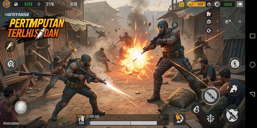 Gameplay seru dan intens dalam 3178 di arena pertempuran.