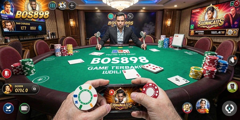Tampilan menarik dari gameplay poker di BOS898