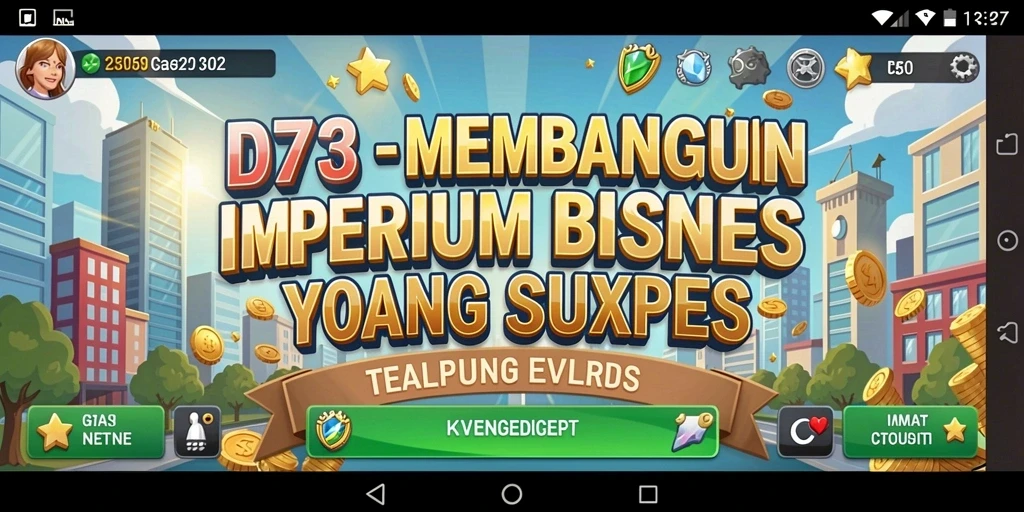 Tangkapan layar D73 menunjukkan gameplay manajemen bisnis yang seru.
