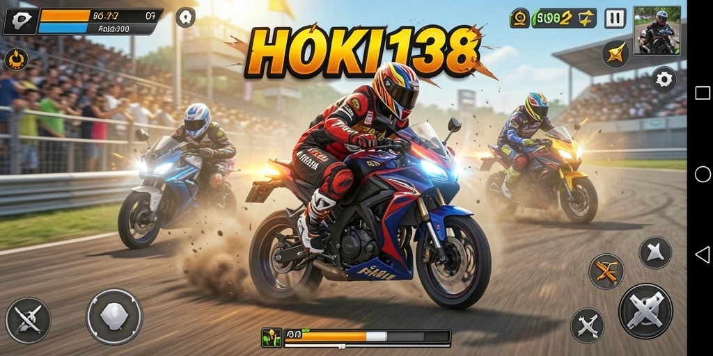 Screenshot HOKI138 menampilkan balapan motor yang seru dan penuh aksi.