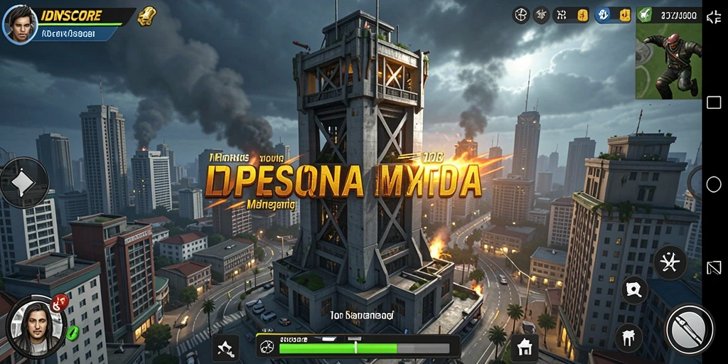 Tampilan gameplay menegangkan di <strong>IDNSCORE</strong> dengan menara strategis.