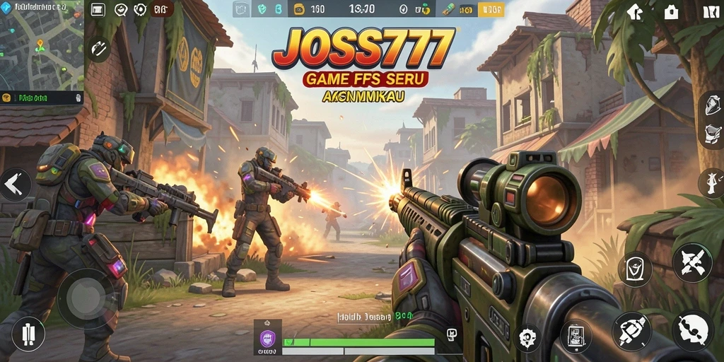 Tangkapan layar JOSS777 memperlihatkan aksi pertempuran FPS yang mendebarkan.
