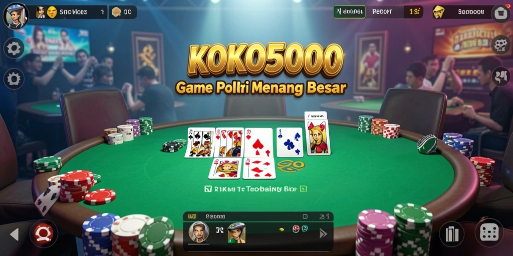 Screenshot gameplay KOKO5000 menampilkan suasana Poker yang mendebarkan.