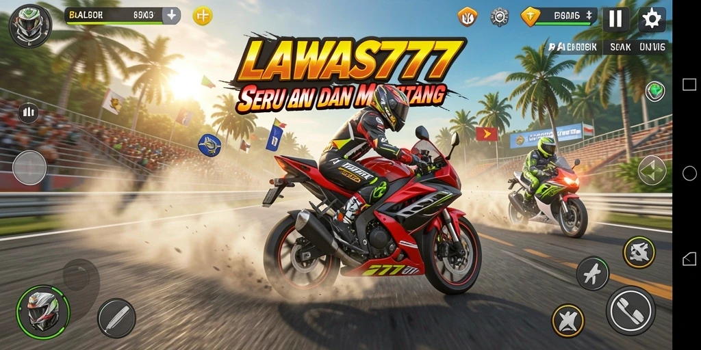 Tampilan balapan motor yang seru dan mendebarkan.