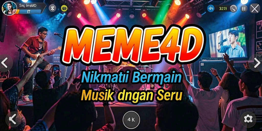 Tampilan permainan MEME4D yang menampilkan interaksi musik yang seru.
