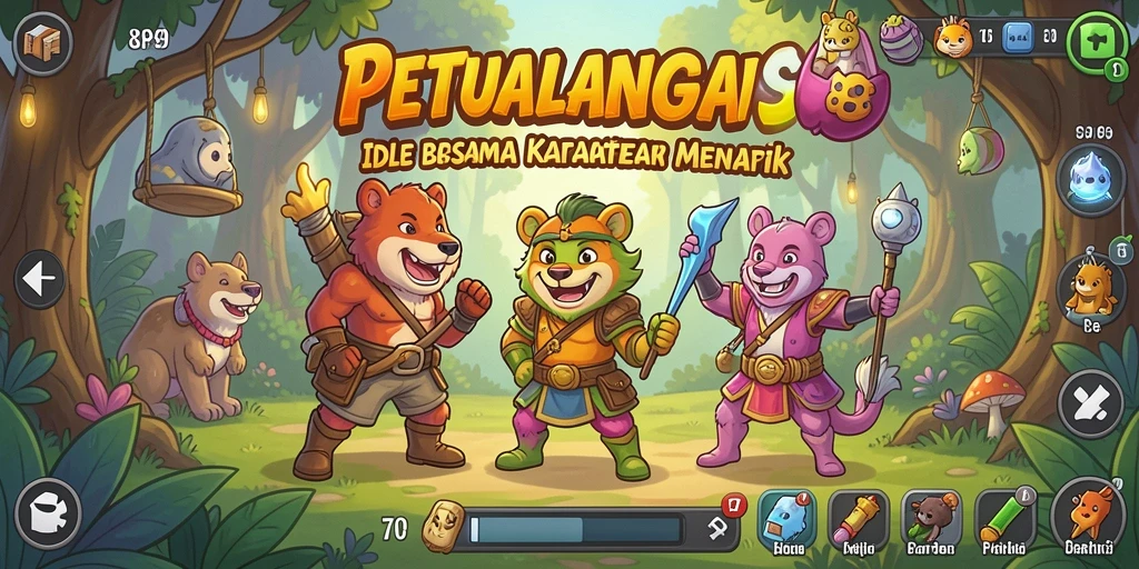 Tangkapan layar gameplay menunjukkan karakter Idle beraksi dalam misi yang seru.