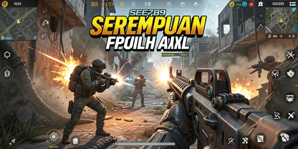 Screenshot utama menunjukkan aksi seru dalam gameplay FPS SEE789.
