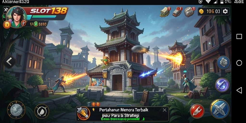 Tampilan gameplay SLOT138 yang menegangkan dan penuh strategi Tower Defense.