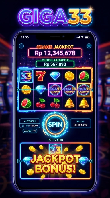 Tampilan antarmuka utama aplikasi giga33.